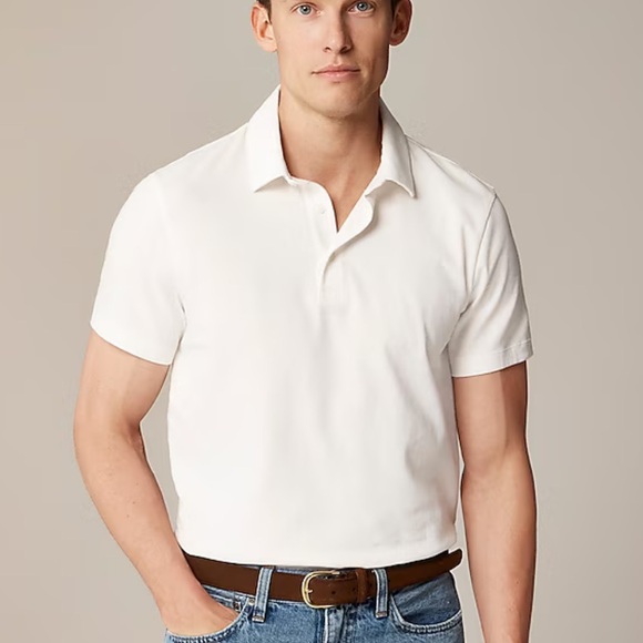 J. Crew Other - J. Crew Sueded cotton polo‎ shirt Medium Ivory Jersey Polo